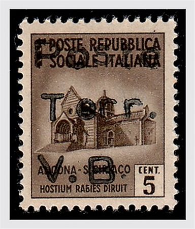 EMISSIONI LOCALI E C.L.N. - 1945, VALLE BORMIDA, soprastampe di prova, 5 c....