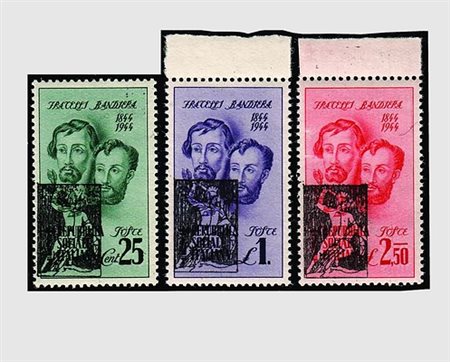 EMISSIONI LOCALI E C.L.N. - 1945, VALLE BORMIDA, soprastampe di prova, 3...