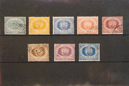 SAN MARINO - 1877-90, Stemma, 8 valori cpl. (1/7+3A).(USATO)