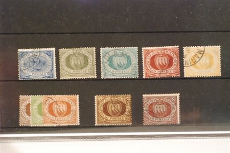 SAN MARINO - 1892-94, Stemma, 10 valori (12/19, 21/22) la serie senza la...