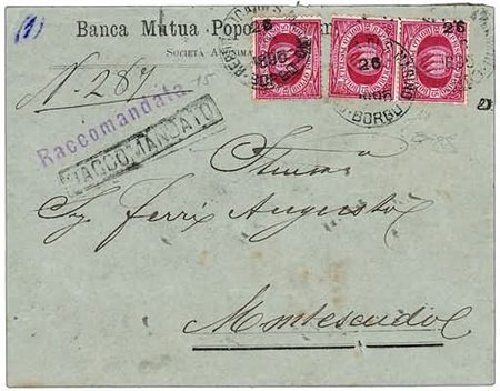 SAN MARINO - 1895, Stemma 15 c. carminio bruno (15) coppia + singolo su...