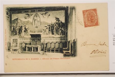 SAN MARINO - 1894, Cifra 2 c. carminio (26) su fronte di cartolina per...