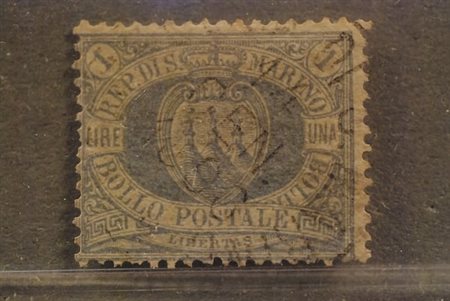 SAN MARINO - 1894, Stemma,1 lira oltremare (31). (A. Diena).(USATO)