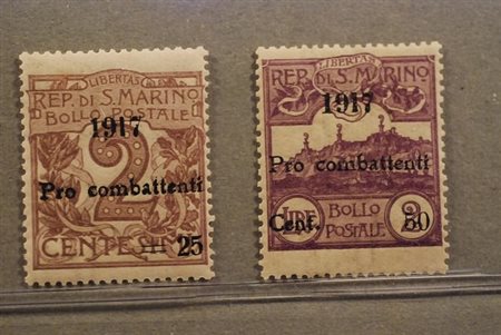SAN MARINO - 1917, Pro Combattenti, 2 valori cpl. (51/52).(GOMMA INTEGRA)