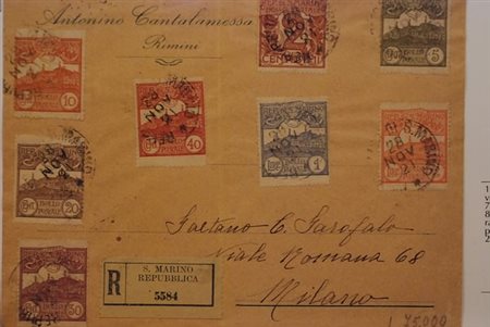 SAN MARINO - 1921, Veduta 8 valori (69, 70, 71, 73, 75, 76, 80, 81) su...