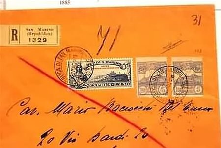 SAN MARINO - 1933, Veduta 5 lire oltremare (118) 2 esemplari + Espresso 2,50...