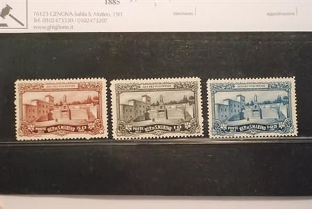SAN MARINO - 1927, Ara dei Volontari, 3 valori cpl. (134/36).(GOMMA INTEGRA)