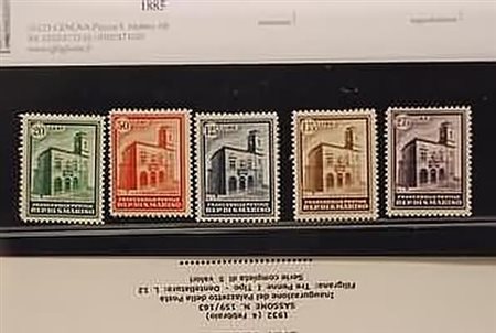 SAN MARINO - 1932, Palazzetto 5 valori cpl. (159/63). (Cert....