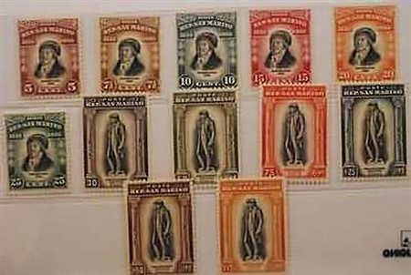 SAN MARINO - 1935, Centenario Delfico, 12 valori cpl. (193/204).(GOMMA INTEGRA)