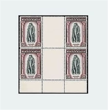 SAN MARINO - 1935, Delfico 1,50 lire (203) quartina con interspazio...