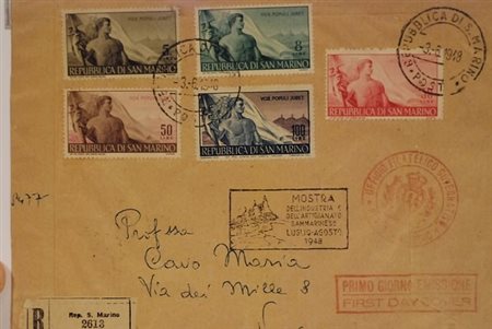 SAN MARINO - 1948, Lavoro 5 valori cpl. (336/40) su FDC per Novara.(LETTERA)