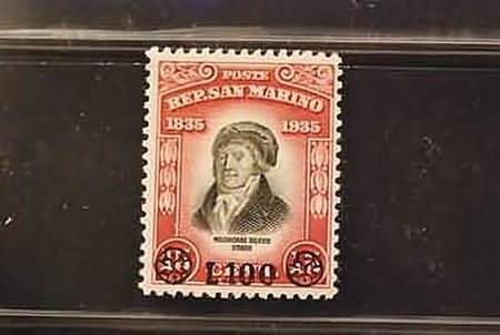 SAN MARINO - 1948, Delfico soprastampato, 100 lire su 15 c. carminio...