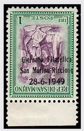 SAN MARINO - 1949, soprastampato "I Giornata Filatelica S.Marino - Riccione",...