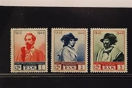 SAN MARINO - 1952, Garibaldi, i 3 valori ruota III (358/I-60/I).(GOMMA...