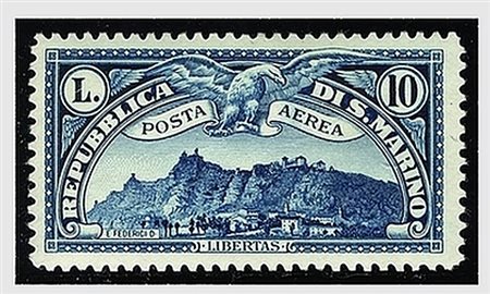 SAN MARINO - 1931, Posta aerea, Veduta 10 valori cpl. (1/10). Alto valore...