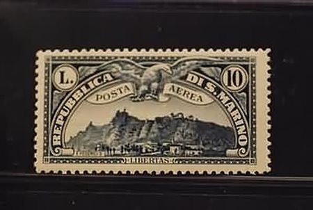 SAN MARINO - 1931, Posta aerea, Veduta 10 lire (10). (R. Diena).(GOMMA INTEGRA)