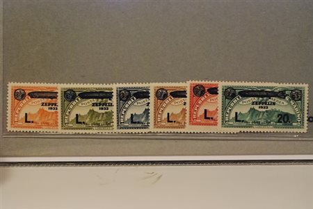 SAN MARINO - 1933, Posta aerea, Zeppelin 6 valori cpl. (11/16).(GOMMA INTEGRA)