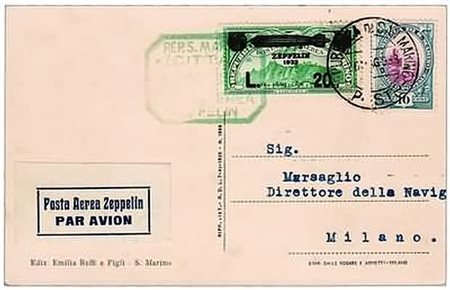 SAN MARINO - 1933, Posta aerea, Zappelin 5 dei 6 valori cella serie (12/16) +...