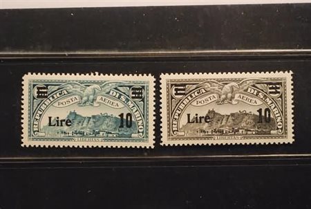 SAN MARINO - 1942, Posta aerea, Vedute soprastampati 2 valori cpl....