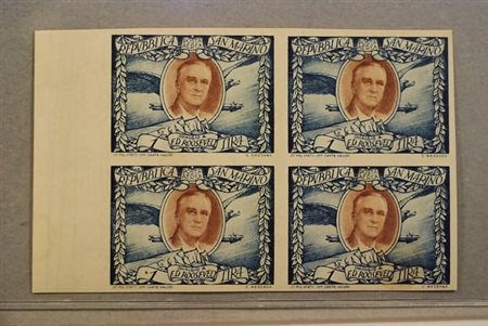 SAN MARINO - 1947, Posta aerea, Roosevelt 1 lira non dentellato (61b)...