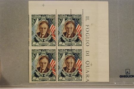 SAN MARINO - 1947, Posta aerea, Roosevelt 5 lire (63) quartina con bella...