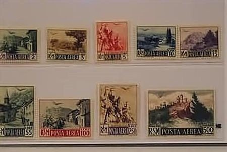 SAN MARINO - 1950, Posta aerea, Vedute 9 valori cpl. (83/91).(GOMMA INTEGRA)