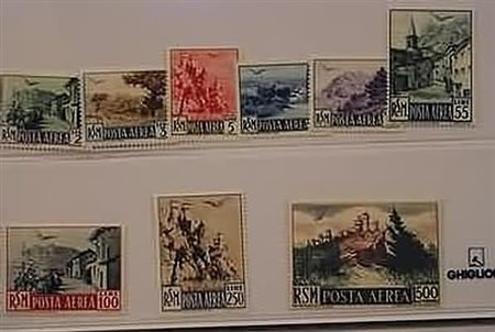 SAN MARINO - 1950, Posta aerea, Vedute 9 valori cpl. (83/91).(GOMMA INTEGRA)