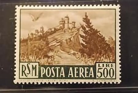 SAN MARINO - 1951, Posta aerea, Veduta 500 lire (97).(GOMMA INTEGRA)