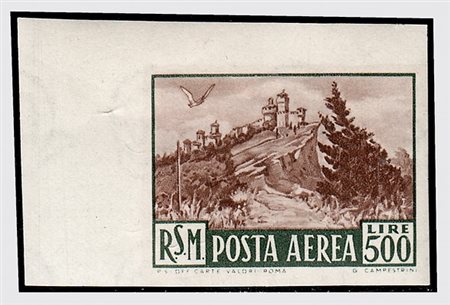 SAN MARINO - 1951, Posta aerea, Veduta 500 lire non dentellato (97b). (Cert....