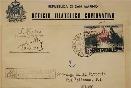 SAN MARINO - 1951, Posta aerea, 300 su 500 lire (98) su FDC per Milano.(LETTERA)