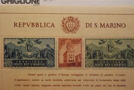 SAN MARINO - 1945, Foglietto Cinquantenario Palazzo del Governo.(GOMMA INTEGRA)