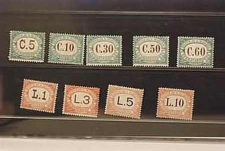 SAN MARINO - 1897-19, Segnatasse 9 valori cpl. (1/9). Il piccolo 5 c. con...