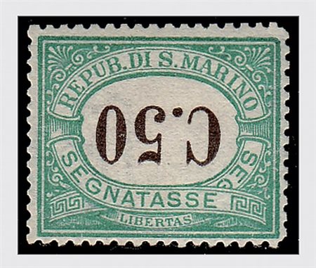 SAN MARINO - 1897, Segnatasse, 50 c. con cifre capovolte (4a). Traccia...