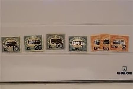 SAN MARINO - 1936-39, Segnatasse, soprastampati 7 valori cpl. (47/53).(GOMMA...