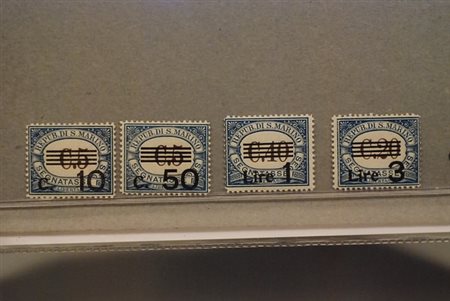 SAN MARINO - 1940, Segnatasse, soprastampati 4 valori cpl. (60/63).(GOMMA...