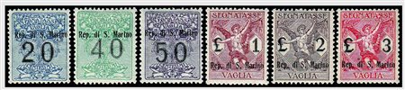 SAN MARINO - 1924, Segnatasse vaglia, 6 valori cpl. (1/6) serie completa in...