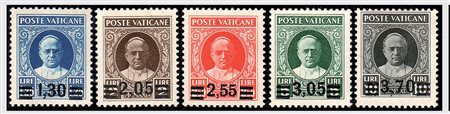 VATICANO - 1934-37, Provvisoria, 6 valori cpl. (35/40). (Cert. E....