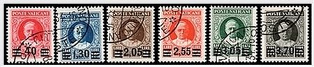 VATICANO - 1934-37, Provvisoria 6 valori cpl. (35/40). (Cert. Zanini).(USATO)