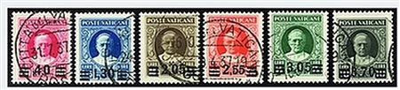 VATICANO - 1934-37, Provvisoria, 6 valori cpl. (35/40). (Cert. Raybaudi).(USATO)