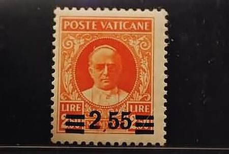 VATICANO - 1934, Provvisoria, 2,55 su 2,50 lire I tiratura, senza virgola tra...