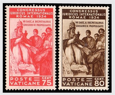 VATICANO - 1935, Congresso Giuridico, 6 valori cpl. (41/46) ben centrati....