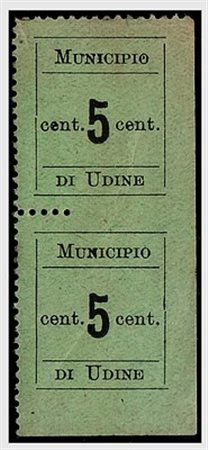 OCCUPAZIONI STRANIERE - I GUERRA - 1918, UDINE, 5 c. nero (1) coppia...