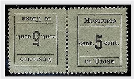 OCCUPAZIONI STRANIERE - I GUERRA - 1918, UDINE, 5 c. nero coppia tete-beche...