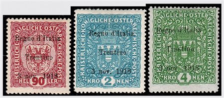 TERRE REDENTE - 1918, TRENTINO-ALTO ADIGE, 17 valori cpl. (1/17). (Cert....