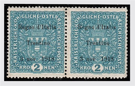 TERRE REDENTE - 1918, TRENTINO-ALTO ADIGE, 2 k. coppia orizzontale di cui uno...