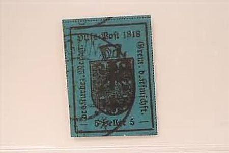 TERRE REDENTE - 1918, MERANO, II tipo, carta ruvida, 5 h.azzurro scuro...