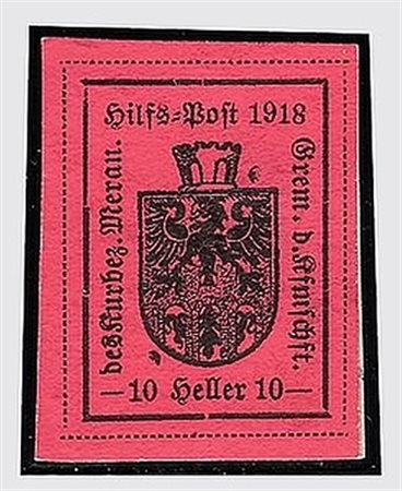 TERRE REDENTE - 1918, MERANO, carta ruvida e opaca senza gomma del IV tipo...