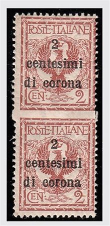 TERRE REDENTE - 1919, TRENTO E TRIESTE, 2 c. su 2 c., coppia verticale non...