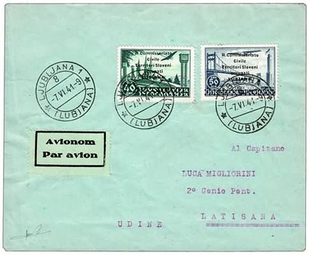 OCCUPAZIONI ITALIANE - II GUERRA - 1941, LUBIANA, Posta aerea 10 valori cpl....