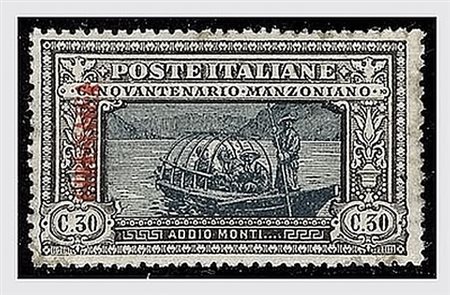 CIRENAICA - 1924, Manzoni 30 c. con doppia soprastampa di prova (P8). Gomma...